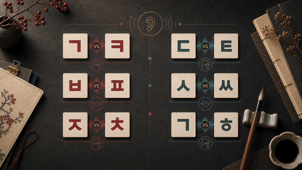 A step-by-step Hangul lesson path with simple cards leading into more advanced tiles.